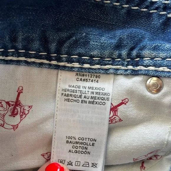 True Religion Men’s Denim Jeans 33x33 Straight Flap Nat Mega T Red - Picture 8 of 15